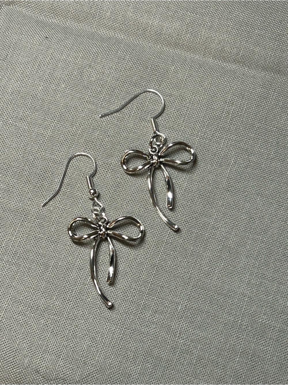 Handcrafted Silver-Tone Bow Earrings New